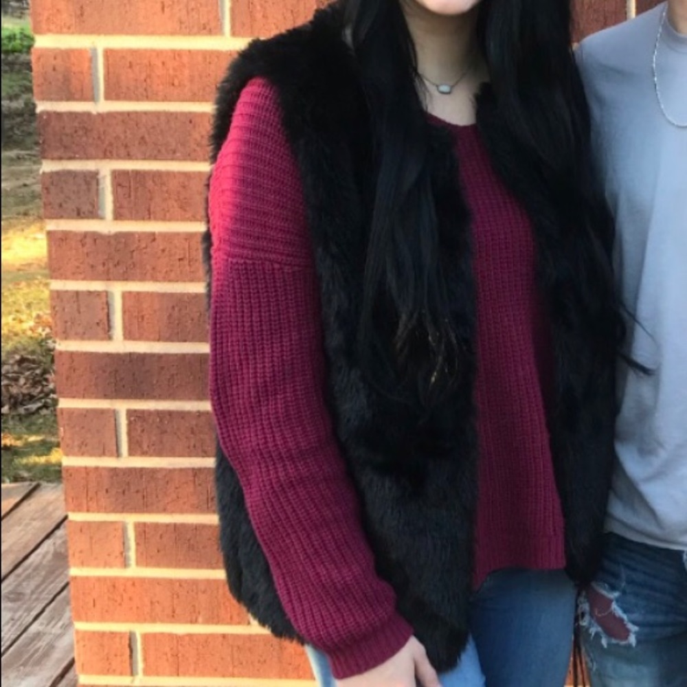 Black Faux Fur Vest